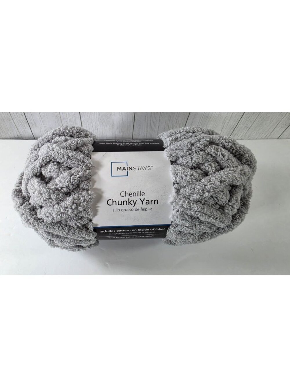 CHUNKY CHENILLE GRAY YARN SOFT SILVER SUPER BULKY BLANKET KNITTING CROCHET